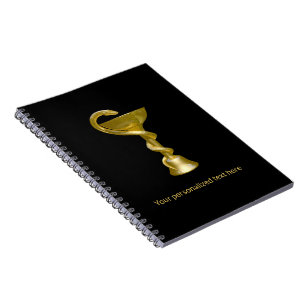 Caderno Espiral Tigela Médica Cobra Clássica Hygieia Caduceu Doura