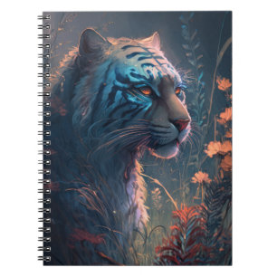 Caderno Espiral Tiger Animal Retrato Pintando Vida Selvagem ao ar 