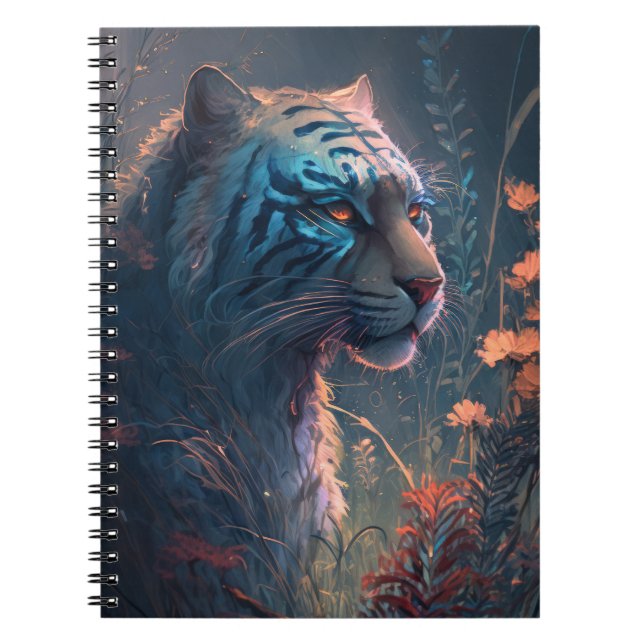 Caderno Espiral Tiger Animal Retrato Pintando Vida Selvagem ao ar  (Frente)