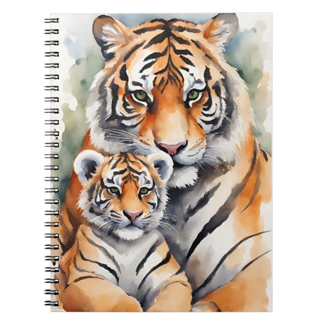 Caderno Espiral Tiger Mom and Cub Spiral Notebook: Cute and Practi (Frente)