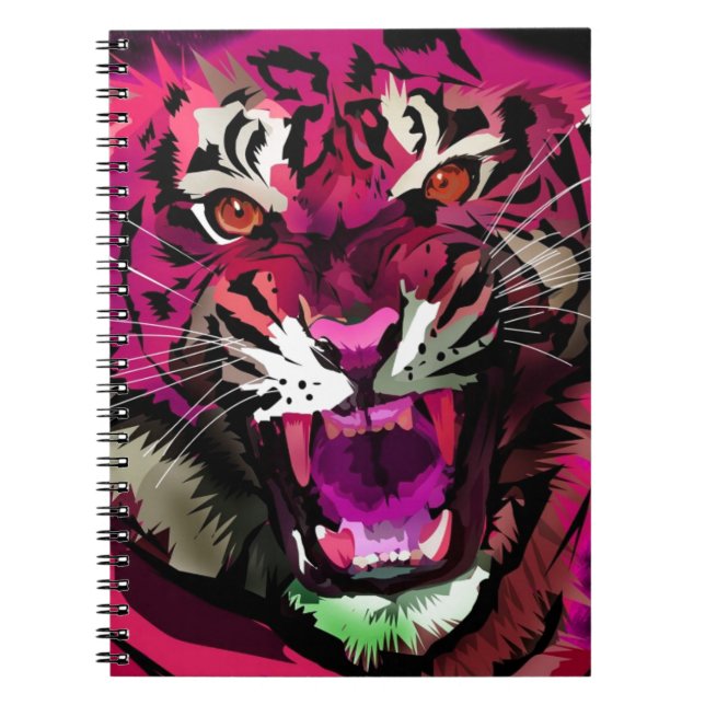 Caderno Espiral Tiger Roar - Pink (Frente)