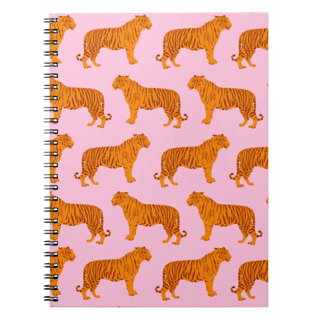 Caderno Espiral Tigre Animal Rosa Moderno (Frente)