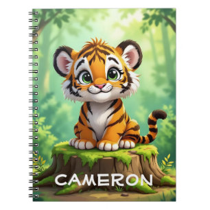 Caderno Espiral Tigre Bebê Arte de Berçário Infantil de Desenho