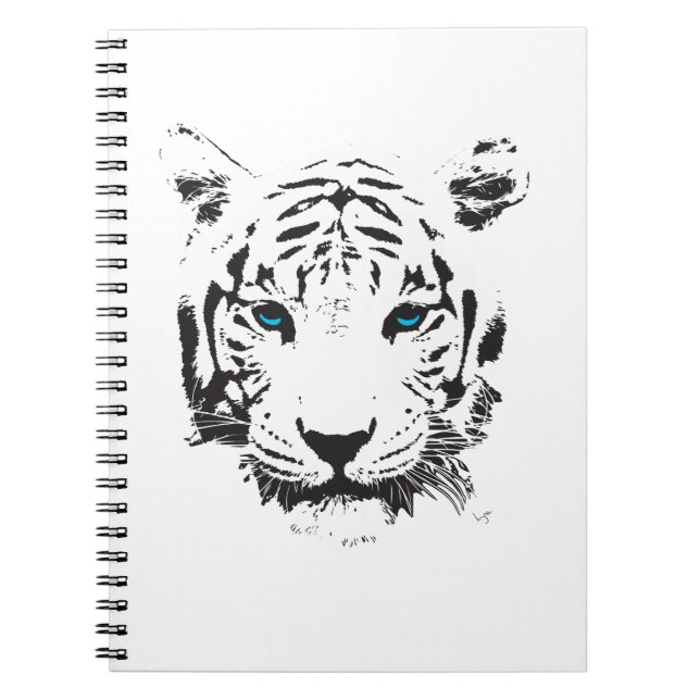 Caderno Espiral Tigre branco com olhos azuis (Frente)