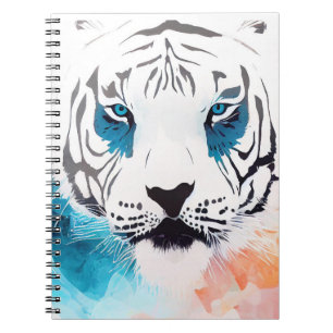 Caderno Espiral Tigre Branco Natureza Selvagem Pintura De Artes An