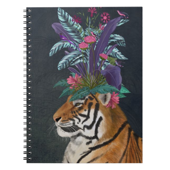 Caderno Espiral Tigre com Auscultadores Tropicais (Frente)