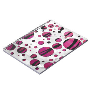 Caderno Espiral Tigre de Bolinhas Rosa e Preto