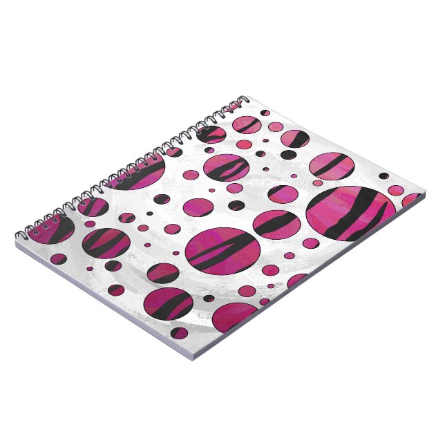 Caderno Espiral Tigre de Bolinhas Rosa e Preto (Left Side)