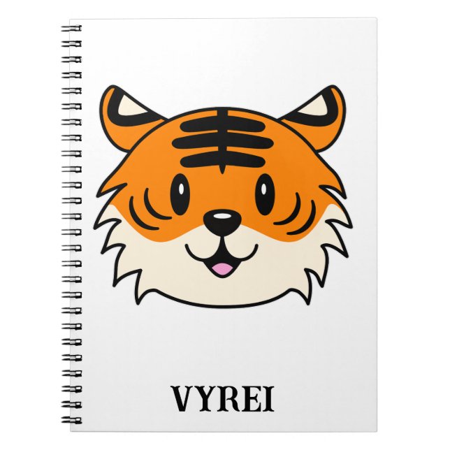 Caderno Espiral Tigre de Cartoon Sorridente (Frente)