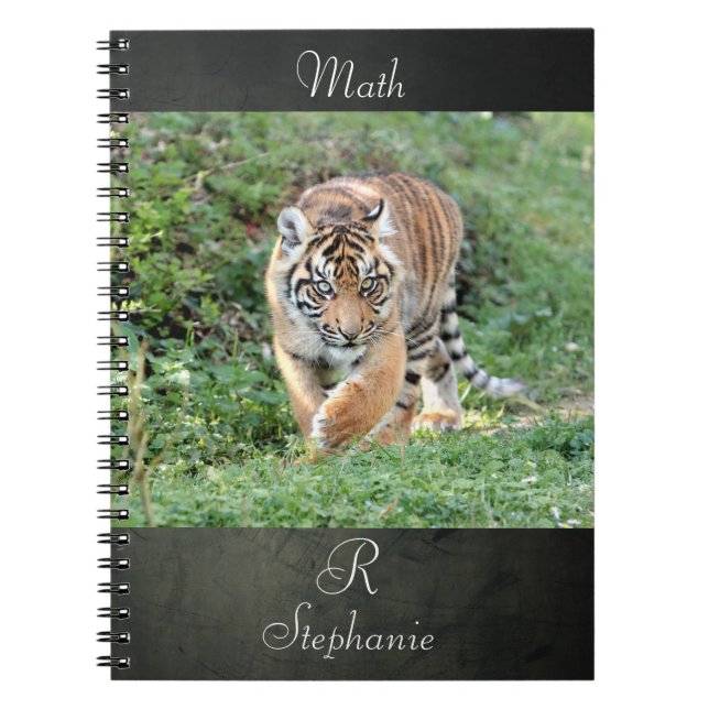 Caderno Espiral tigre fotográfico, animais. (Frente)