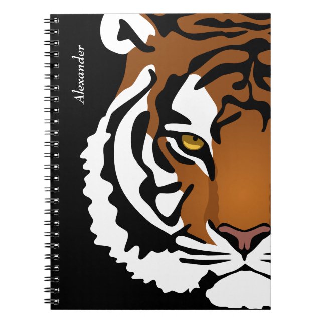 Caderno Espiral Tigre, Gato Selvagem em Preto (Frente)
