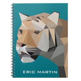 Caderno Espiral Tigre Geométrico Abstrato Moderno Nome Personaliza
