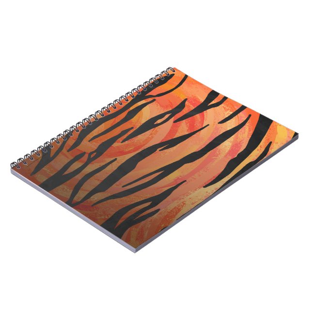 Caderno Espiral Tigre - Laranja quente e Impressão preto (Left Side)