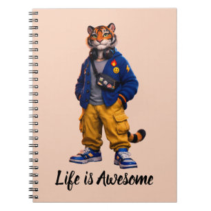 Caderno Espiral Tigre Legal em Arte de Streetwear - Estilo Urbano 