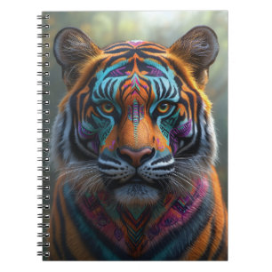 Caderno Espiral Tigre Majestoso com Tinta Tribal Vibrante