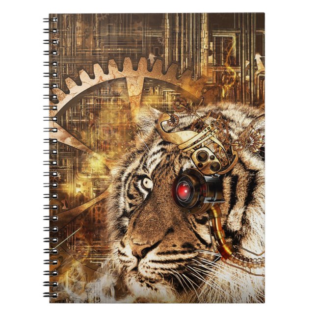 Caderno Espiral Tigre Steampunk (Frente)