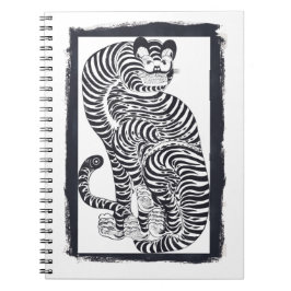 Caderno Espiral Tigre talismânico da safra em quadro negro