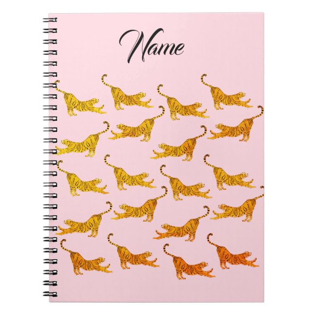 Caderno Espiral Tigres de ouro personalizados (Frente)