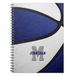 Caderno Espiral time branco azul colorido basquetebol feminino