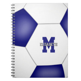 Caderno Espiral time branco azul colorido futebol feminino