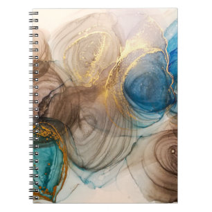 Caderno Espiral Tinta Álcool, Abstrato Mineral Branqueado.