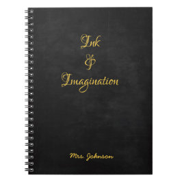 Caderno Espiral Tinta e imaginação Douradas e pretas