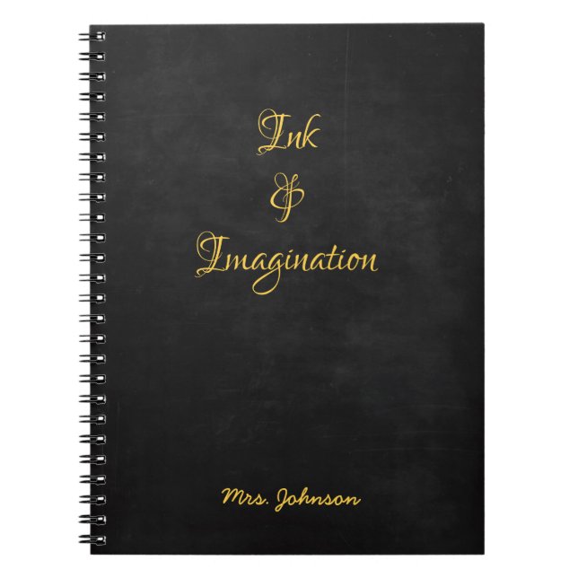 Caderno Espiral Tinta e imaginação Douradas e pretas (Frente)