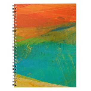Caderno Espiral Tinta em Abstrato Verde e Laranja Multicolor