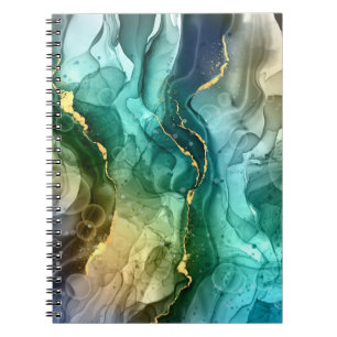 Caderno Espiral Tinta líquida de Cinzas Dourada, lacrimejada e esc