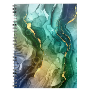 Caderno Espiral Tinta líquida de Cinzas Dourada, lacrimejada e esc