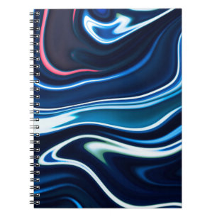 Caderno Espiral Tinta mágica colorida. Textura de padrão de mármor