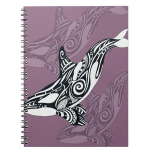 Caderno Espiral Tinta Tribal de Mauve Roxo-de-Baleia-Assassina Orc
