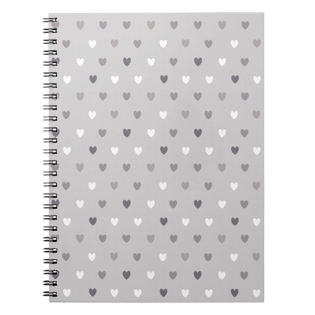 Caderno Espiral Tiny polka coração em tons de cinza (Frente)