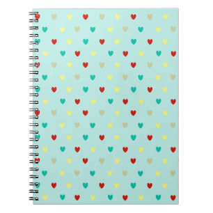 Caderno Espiral Tiny polka corações em verde-marinho