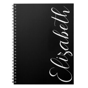 Caderno Espiral Tipo de Letra Branco Preto Simples e Elegante Mini