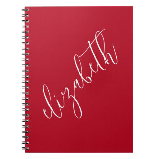 Caderno Espiral Tipo de Letra Simples Elegante do Script Vermelho