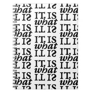Caderno Espiral Tipografia a preto e branco "É o que é"