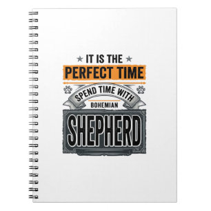 Caderno Espiral Tipografia de Amante de Cão Bohemian Shepherd Vint