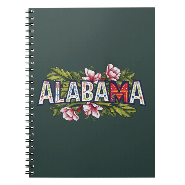 Caderno Espiral Tipografia de Hibiscus Alabama rosa (Frente)