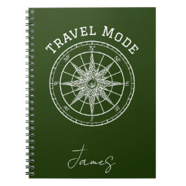 Caderno Espiral Tipografia de Modo de Viagem, Bússola Vintage, Min