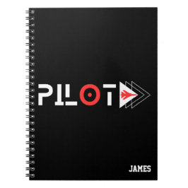 Caderno Espiral Tipografia de Piloto & Avião a Jato, Minimalista, 