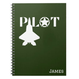 Caderno Espiral Tipografia de Piloto & Avião Militar, Minimalista