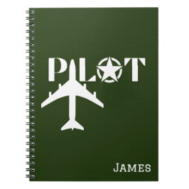 Caderno Espiral Tipografia de Piloto & Avião,Minimalista,Personali