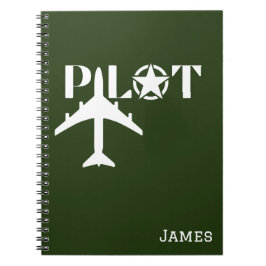 Caderno Espiral Tipografia de Piloto & Avião,Minimalista,Personali