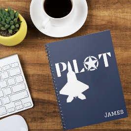 Caderno Espiral Tipografia de Piloto & Avião,Minimalista,Personali