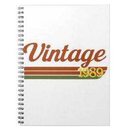 Caderno Espiral Tipografia de Retro Vintage 1989