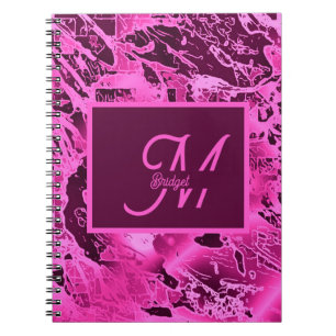 Caderno Espiral Tipografia do Monograma, Cor-de-rosa, cor-de-rosa,