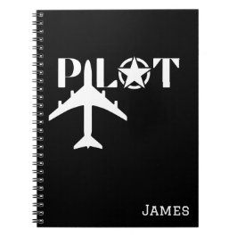 Caderno Espiral Tipografia e avião-piloto,Minimalista,Personalizar