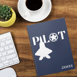 Caderno Espiral Tipografia e avião-piloto,Minimalista,Personalizar