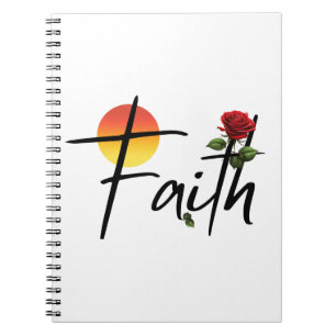 Caderno Espiral Tipografia Faith Preta Com Rosa